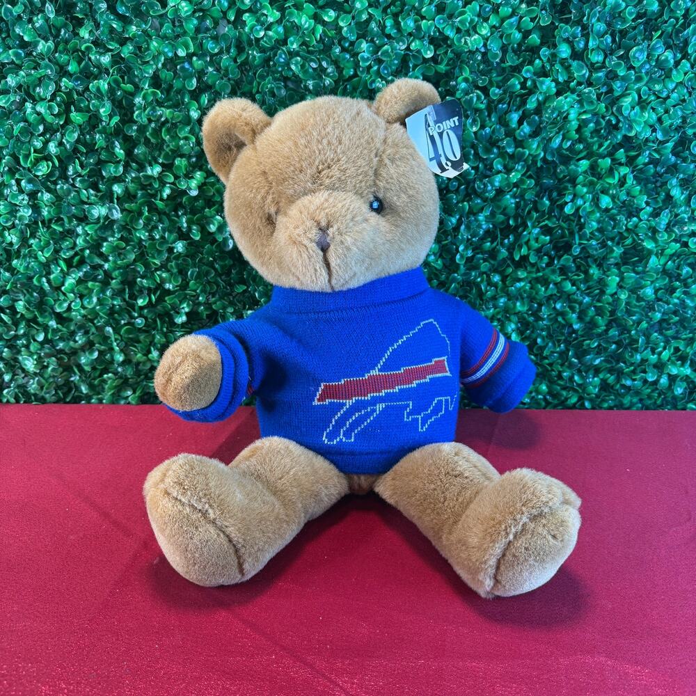 Vintage Buffalo Bills Teddy Bear Plush 12" Game Day Knit Sweater Point 40 Tag